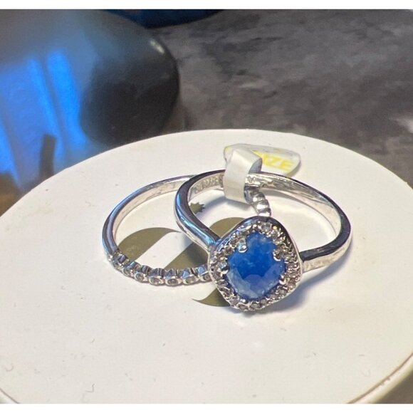 Ring Bomb Party Ring , size 7, blue stone ring silver band - Picture 3 of 5